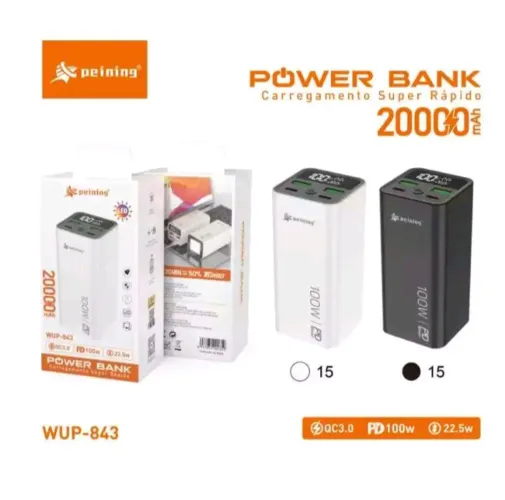 Bateria portátil peining 20 mil mah 100 watts Premium