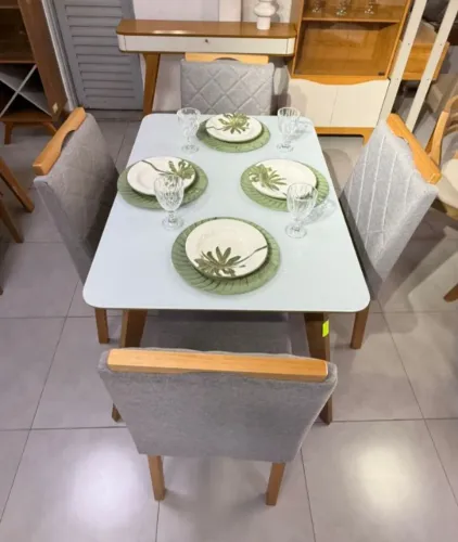 Mesa De Jantar Iraci Com Cadeira Stella 100 % Madeira Maciça DIVIDIMOS EM ATE 10x SEM JUR
