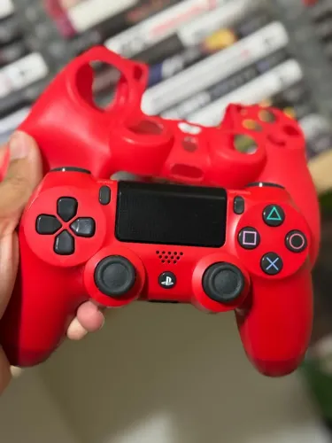 Controle Playstation 4 Vermelho + Capa de brinde original 