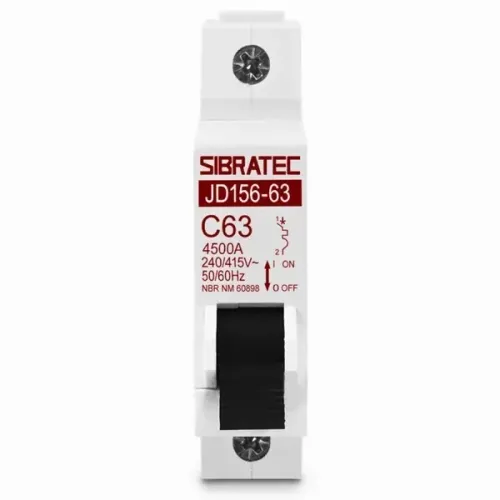 Disjuntor Mini DIN Monofásico 63A Curva C 4,5 Ka