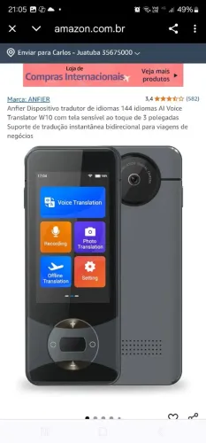 Tradutor ANFIER W10 - 144 Idiomas