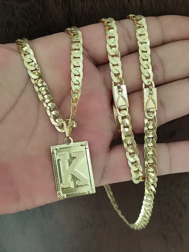 Cordão e Pingente Em Moeda Antiga Idêntica ao Ouro 18K