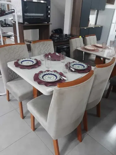 Mesa de Jantar Sentra com 4 Cadeiras com Vidro 90x90 Promoção Novo