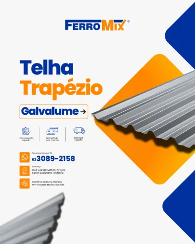 Telha Galvanizada - Telha Galvalume - Telhas de Aço Galvanizada - Telha Metálica