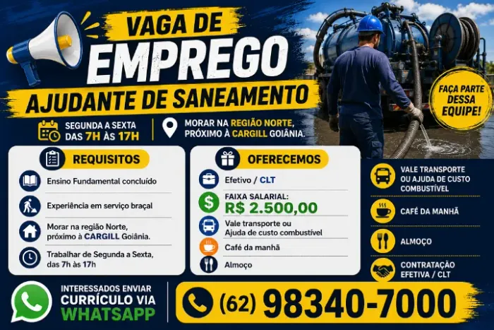 Vaga de emprego Região Norte Goiânia