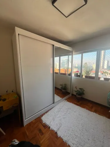 Guarda-Roupa Casal com Espelho 2 Portas 6 Gavetas Titanium D'Doro Branco