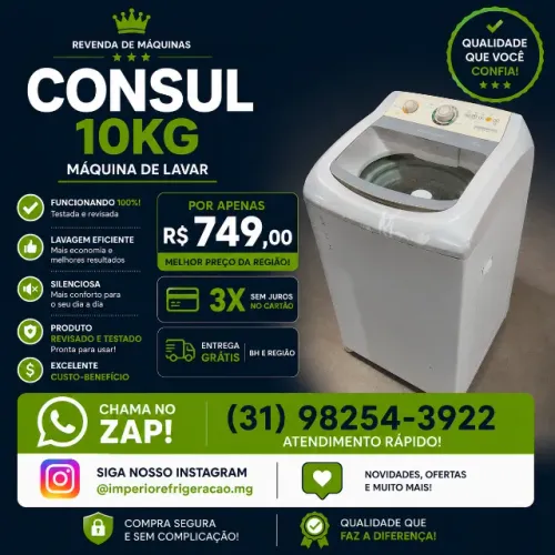 Máquina de Lavar Consul 10kg - Funcionando 100% | Revisada