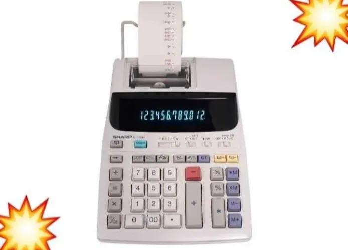 Calculadora de impressão de tinta EL-1801V, tela fluorescente, AC, Off-White