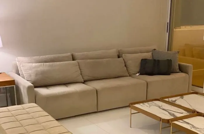 Sofá Modular 3 Módulos 3m - Suede Marrom-Claro - Fixo