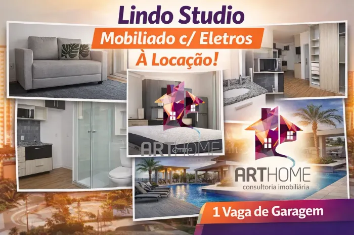 More no Unique MBigucci: Studio Moderno, Mobiliado e com 1 Vaga!