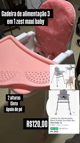 Cadeira Alimentação zest 3 em 1 rosa