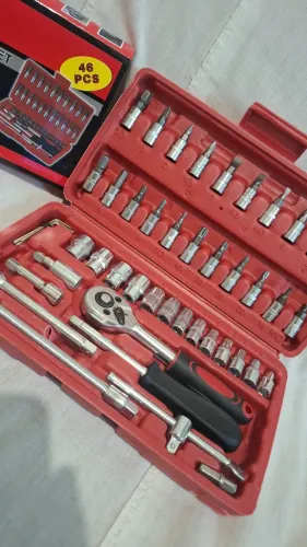  Jogo de Chaves e Soquetes 46 Peças com Catraca - Completo e Resistente