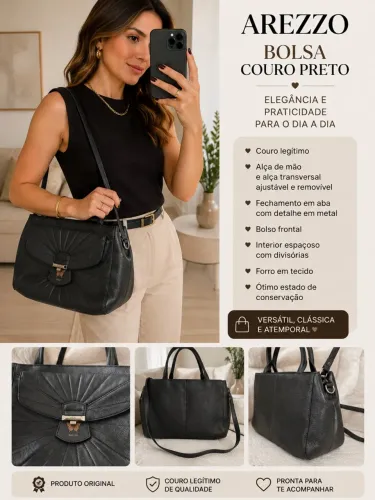 Bolsa Arezzo Couro Preta