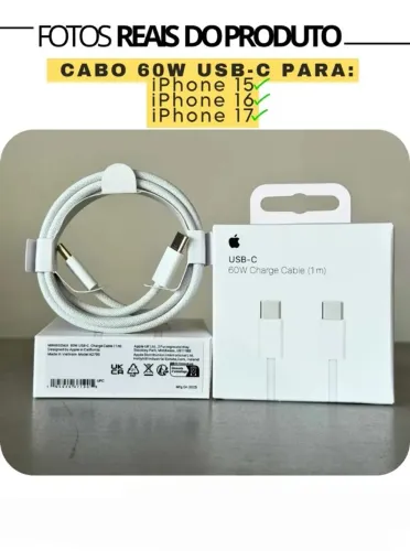 Cabo De Carregamento iPhone Usb-c Lightning Branco Cabo De Carregamento