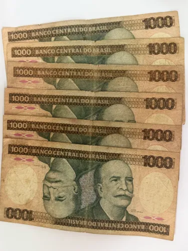 Lote com 6 Cédulas Antigas 1.000 Cruzeiros Barão do Rio Branco