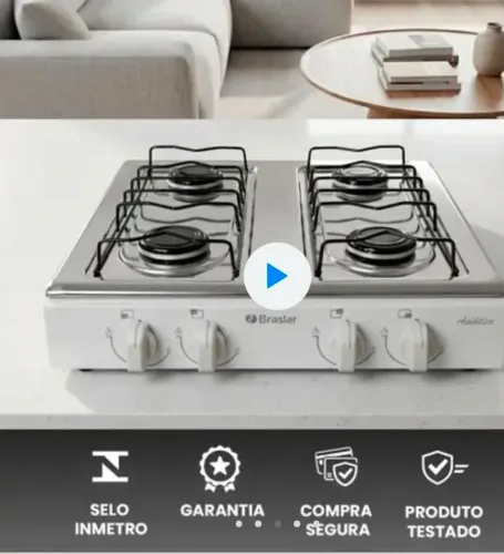 Fogão Cooktop De Mesa Portátil A Gás 4 Bocas Braslar