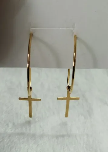 Brincos de Argola com Pingente folheada a ouro 18k 5cmx3cm