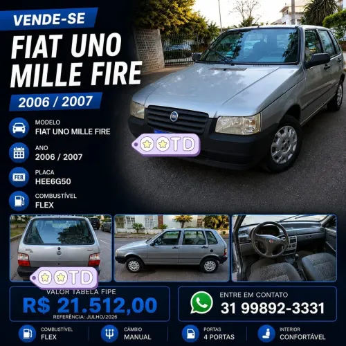 Fiat Uno Mille 1.0 Fire/ F.flex/ Economy 4P 2007