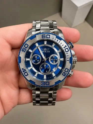 Relógio Invicta Masculino Original Cronógrafo - Azul e Prata