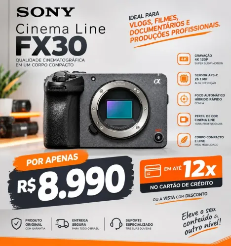 Câmera Sony FX30 lacrada