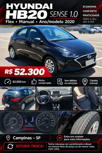 Hyundai HB20 Sense 1.0 Flex 12V MEC 2020