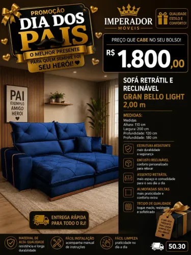 Sofá Retrátil e Reclinável 2,00 m