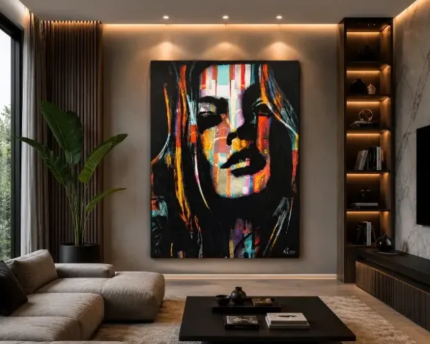 Quadro Tela Modelo Kate Moss 90x120 Artista Russ 