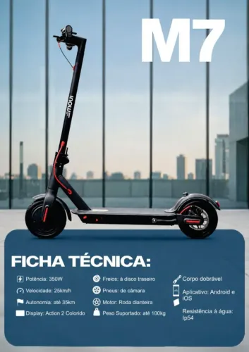 Patinete Elétrico M7 350W - Autonomia de 35 km | Dobrável