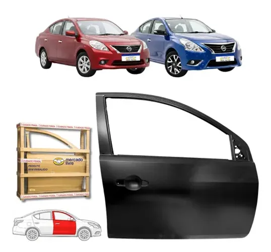 Porta Dianteira Versa 2011 A 2020 Unique Novo Ld Dianteira Direito Preto