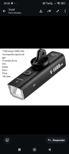 Farol bike 1500 + suporte de gps
