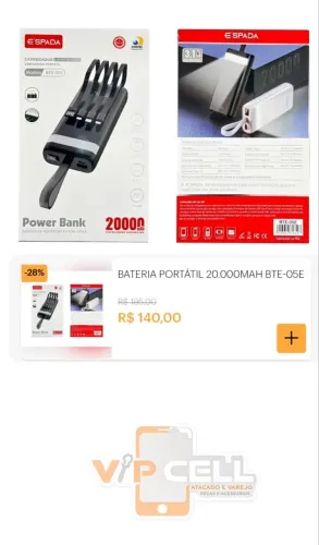 Carregador Portátil 20.000MAH BTE-05E