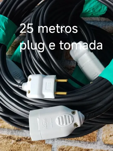 Extensão elétrica 25 metros com plug e tomada