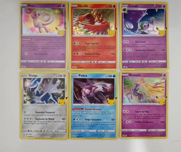Combo 6 cartas Pokémon Lendários - Celebrações