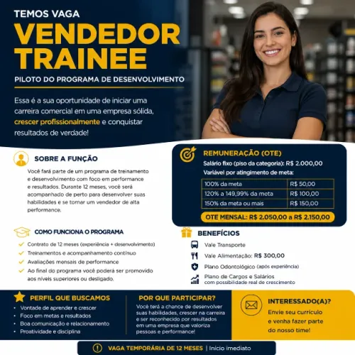 VENDEDOR TRAINEE - PROGRAMA DE DESENVOLVIMENTO COMERCIAL