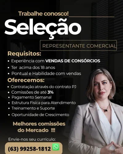 Vagas para Representante Comercial