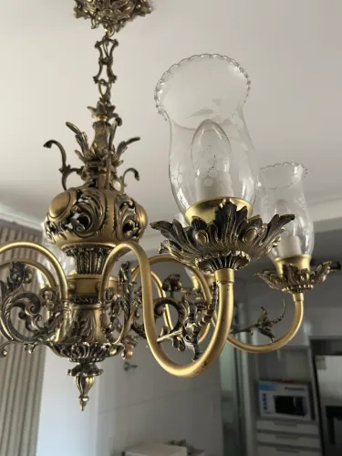Lustre de Bronze de teto Natalino Tomazzi com 6 braços