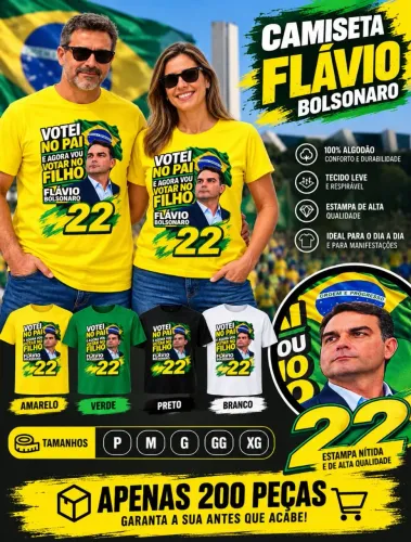 Camiseta Flávio Bolsonaro 22 - Edição Especial | Estoque Limitado!