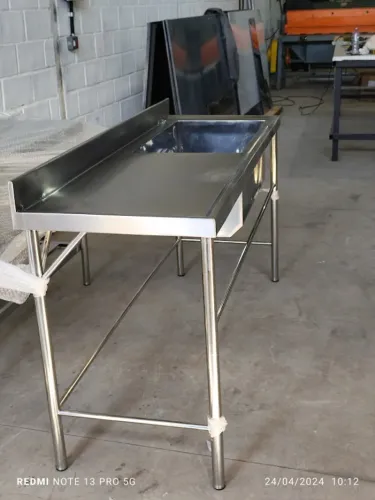 Pia Inox 2,20m Cuba 60x40 Estrutura Reforçada
