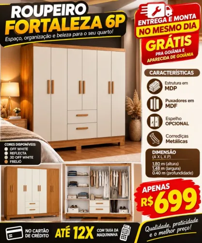 Guarda roupa casal 6 portas