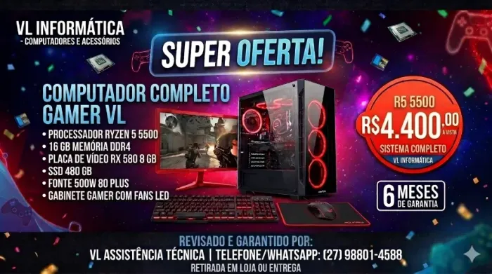 Ryzen 5 5500 com RX580 8gb