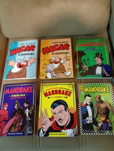 HQs, 4 volumes do Mandrake, e dois volumes do Hangar, "O Horrível", capa dura...