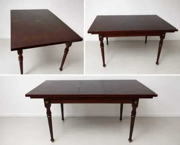Mesa elástica em madeira estilo colonial usada e conservada