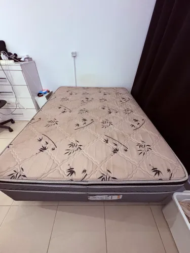 Cama Box Conjugada Casal Herval Nature Bambu com Pillow Inn e Molas Bonnel 56x138x188 cm