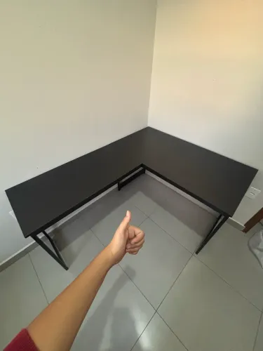 Mesa Em L Industrial Escrivaninha De Canto Ferro E Madeira