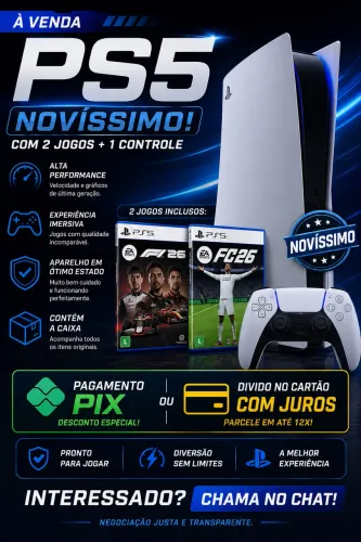 Vendo PS5 Slim mídia digital 1TB + 1 Controle Original + 2 Jogos
