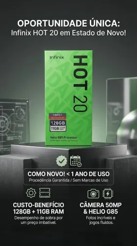 Infinix Hot 20 128GB (11GB RAM) - Estado de Novo / Menos de 1 Ano de Uso!