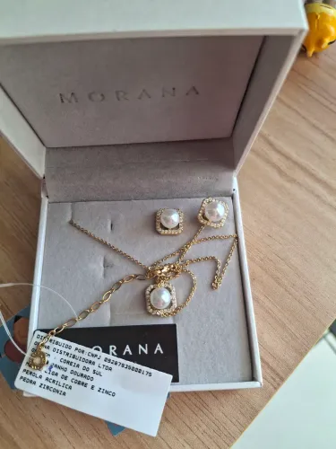 kit colar e brincos semi joias cobre e zirconio Morana