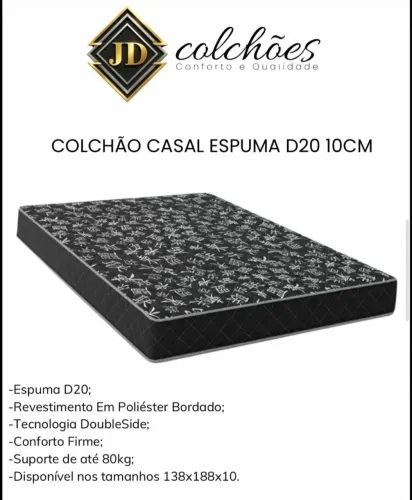 Colchão Casal Espuma D20 10cm de Altura Disponível À Pronta Entrega