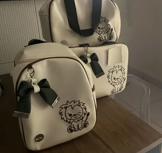 Kit Bolsa Maternidade 3 Peças - Tema Leãozinho (NOVO)