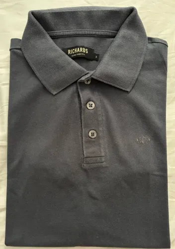Camisa Polo Richards Cinza-Chumbo com Monograma, Tam. 3